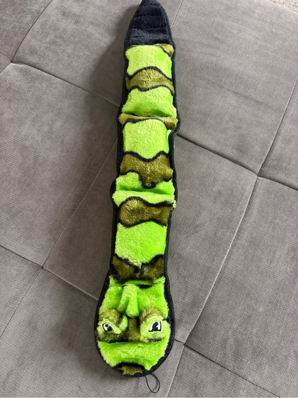 Plush Puppies Long Green Squeaky Dog Toy
